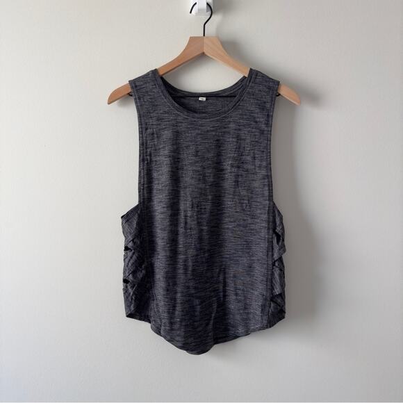 Lululemon Var-City Muscle Tank in Heathered Black size 2 lightweight top crew - Picture 3 of 9